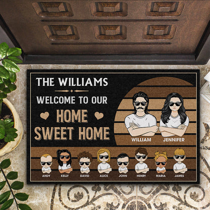 Family Couple Welcome To Our Home Sweet Home - Gift For Couple - Personalized Custom Doormat