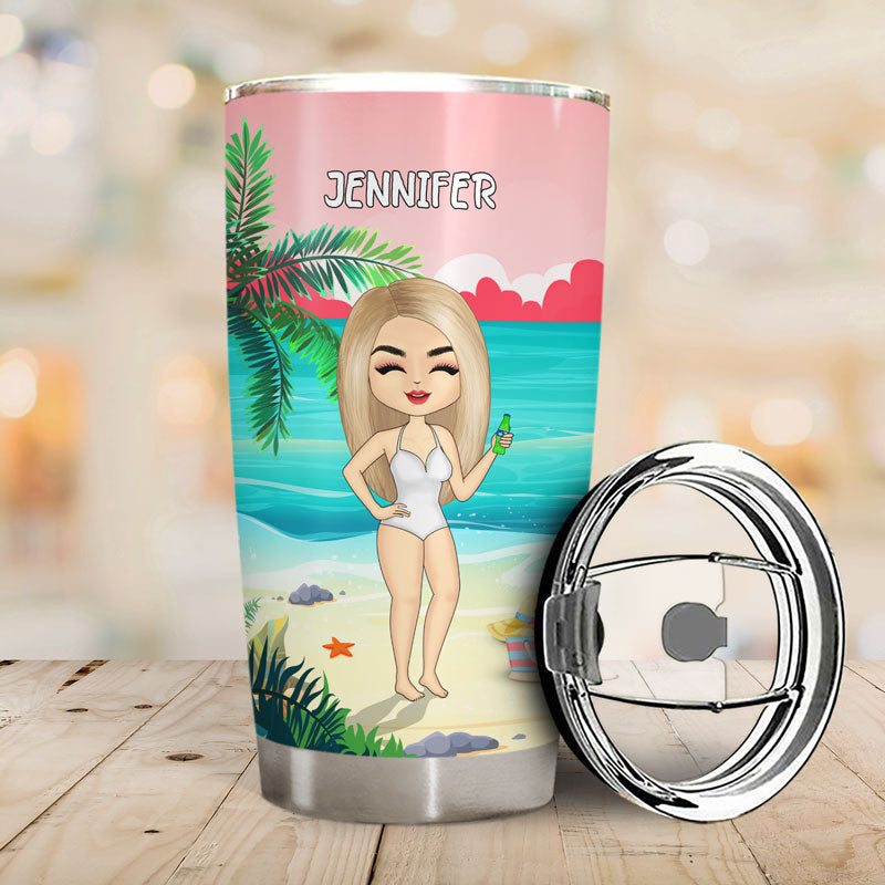 I'm Outdoorsy I Like To Drink On The Beach - Gift For Women - Personalized Custom Tumbler