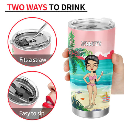 I'm Outdoorsy I Like To Drink On The Beach - Gift For Women - Personalized Custom Tumbler