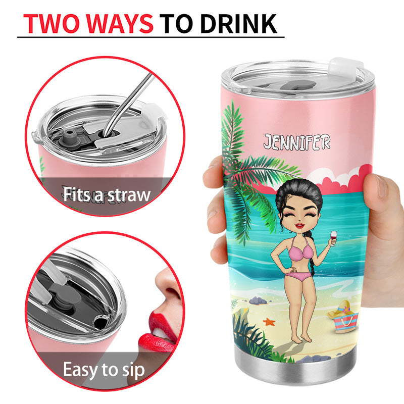 I'm Outdoorsy I Like To Drink On The Beach - Gift For Women - Personalized Custom Tumbler