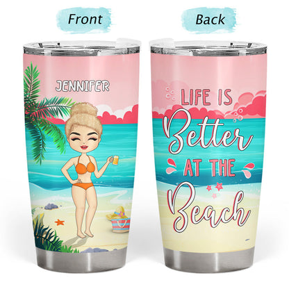 I'm Outdoorsy I Like To Drink On The Beach - Gift For Women - Personalized Custom Tumbler