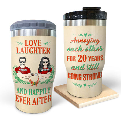 Couple Annoying Each Other And Happily Ever After - Gift For Couple - Personalized Custom Triple 3 In 1 Can Cooler