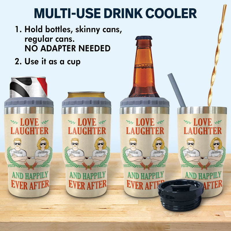 Couple Annoying Each Other And Happily Ever After - Gift For Couple - Personalized Custom Triple 3 In 1 Can Cooler