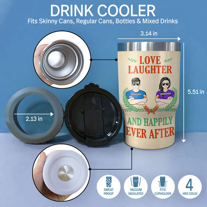 Couple Annoying Each Other And Happily Ever After - Gift For Couple - Personalized Custom Triple 3 In 1 Can Cooler