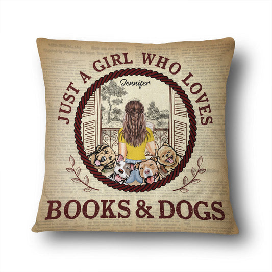 A Girl Who Loves Books & Dogs - Gift For Dog & Reading Lover - Personalized Custom Pillow