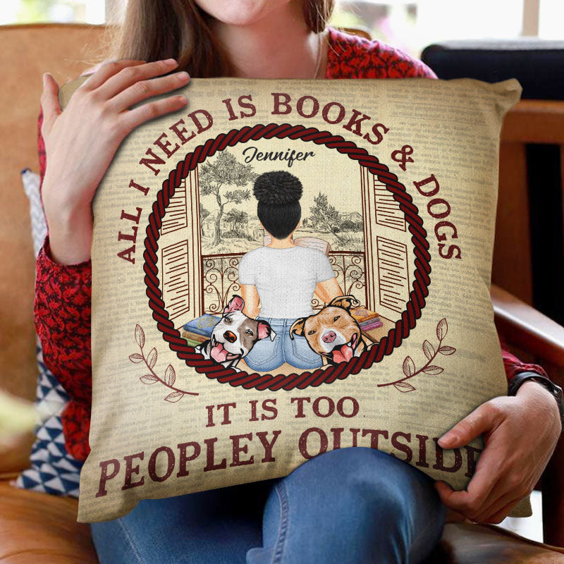 A Girl Who Loves Books & Dogs - Gift For Dog & Reading Lover - Personalized Custom Pillow