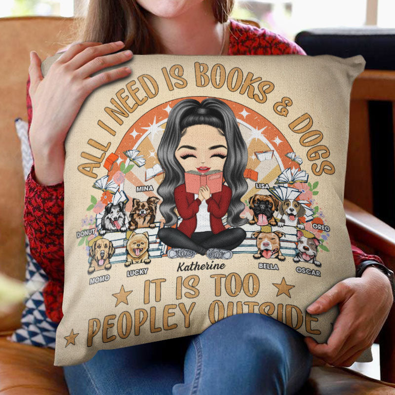 Easily Distracted By Books & Dogs - Gift For Book & Dog Lovers - Personalized Custom Pillow