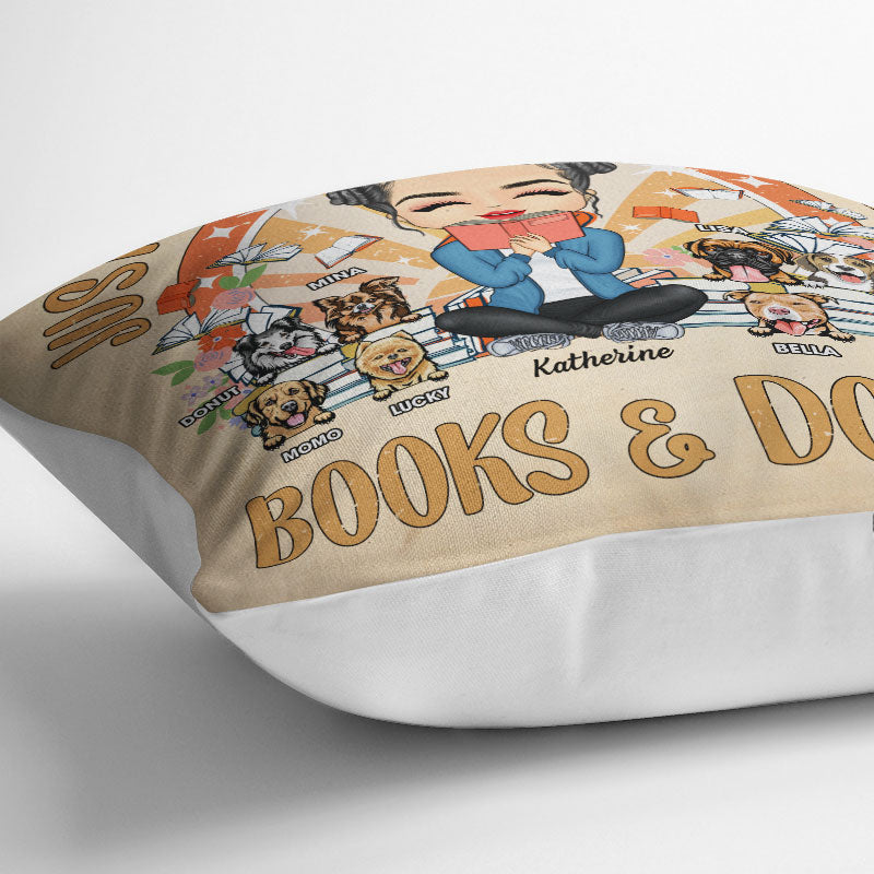 Easily Distracted By Books & Dogs - Gift For Book & Dog Lovers - Personalized Custom Pillow