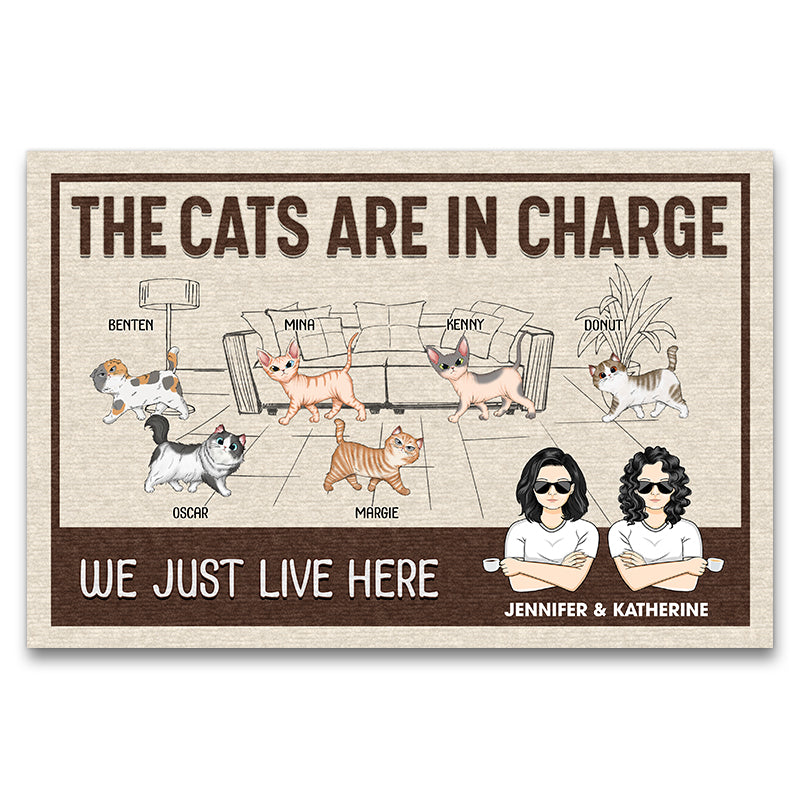 Couple The Cats Are In Charge - Gift For Cat Mom & Cat Dad - Personalized Custom Doormat