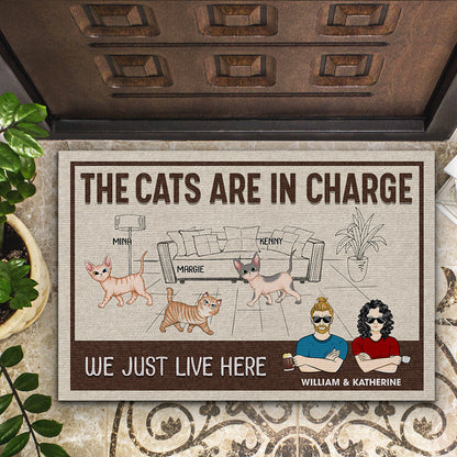 Couple The Cats Are In Charge - Gift For Cat Mom & Cat Dad - Personalized Custom Doormat