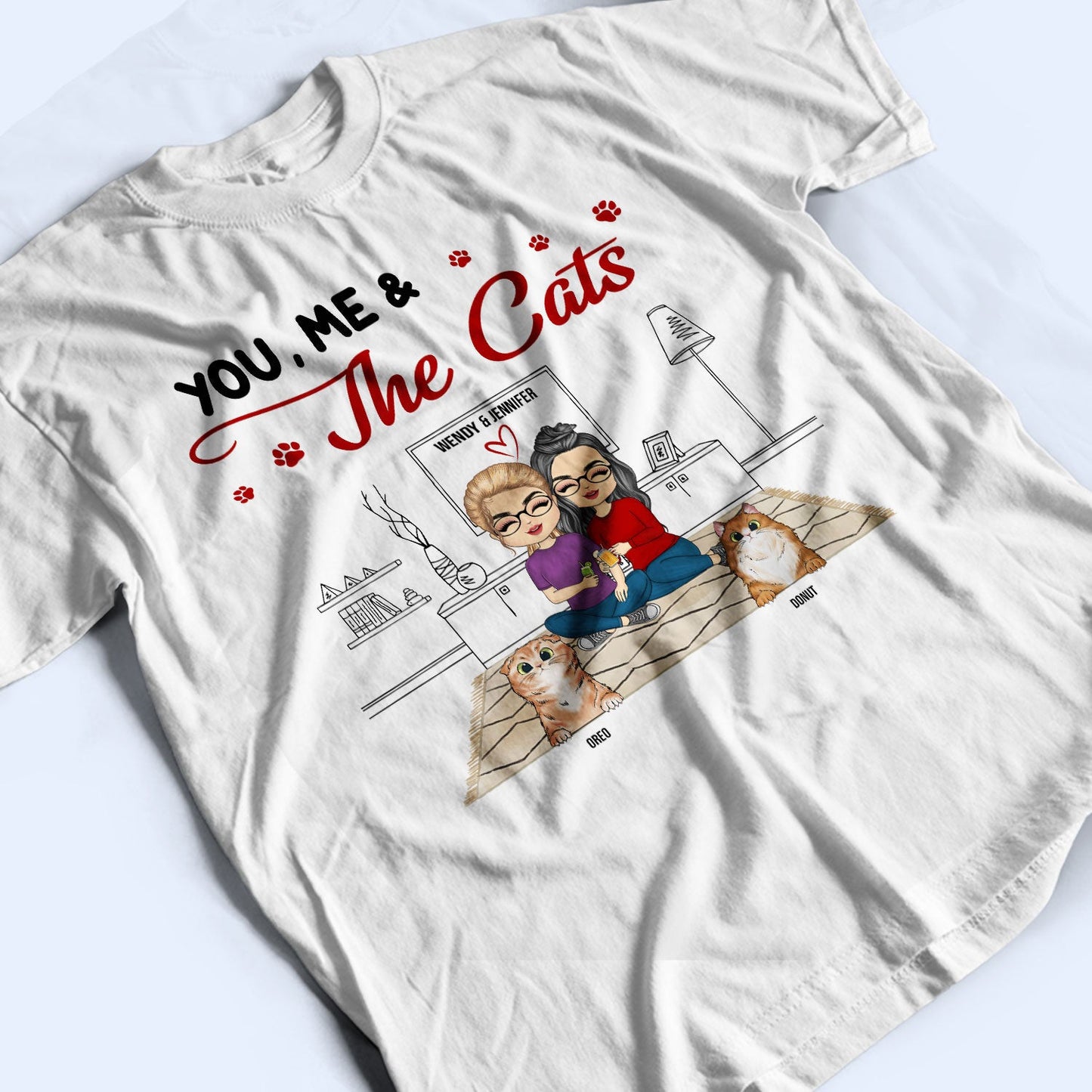 You Me & The Fur Babies With Dog Cat Pet - Couple Gift - Personalized Custom T Shirt