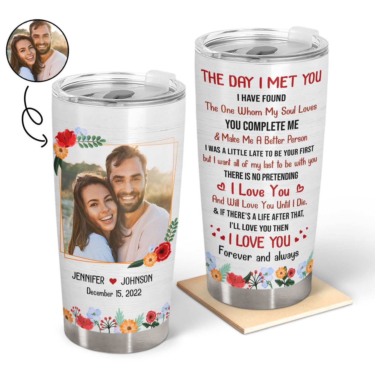 Custom Photo The Day I Met You Husband Wife - Couple Gift - Personalized Custom Tumbler