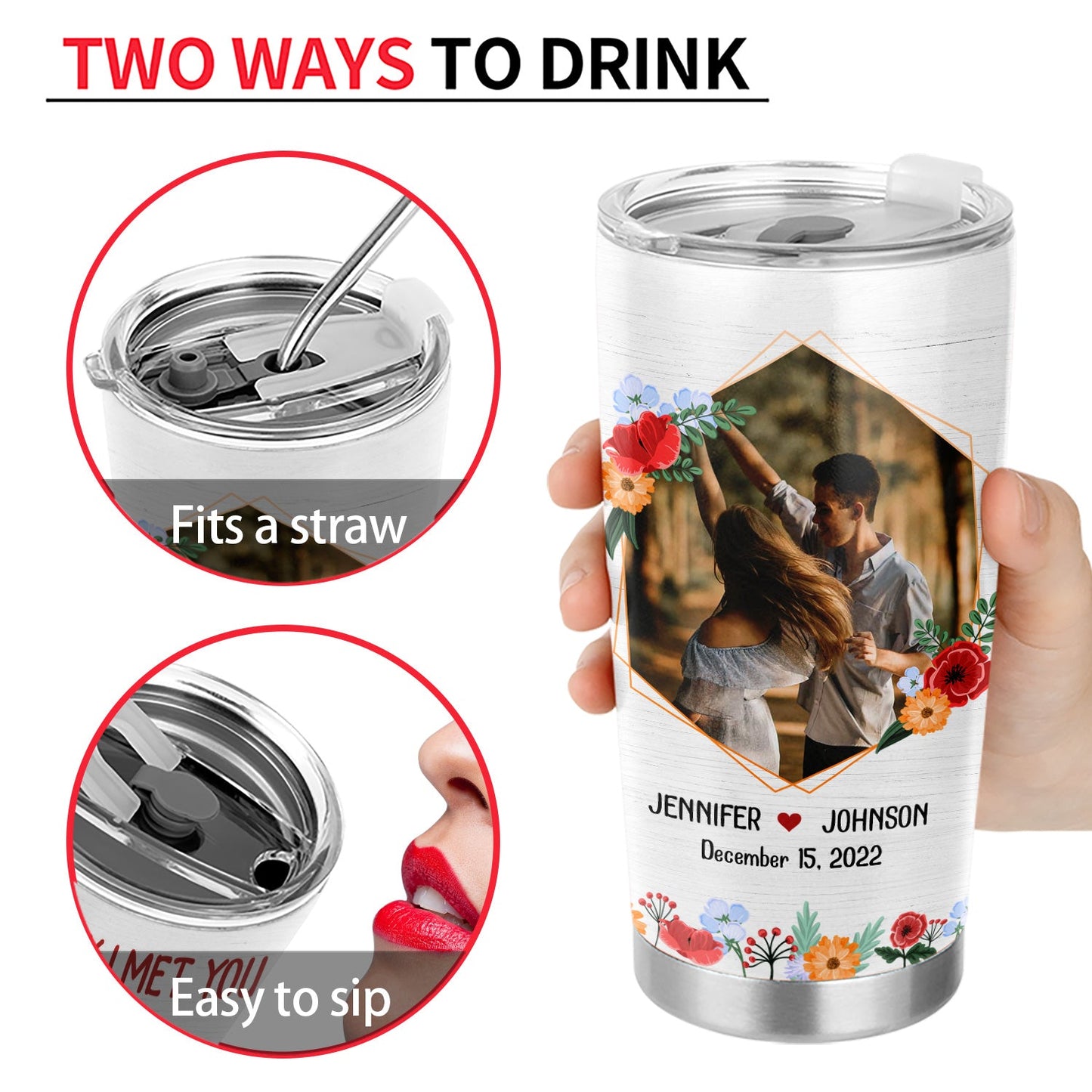 Custom Photo The Day I Met You Husband Wife - Couple Gift - Personalized Custom Tumbler