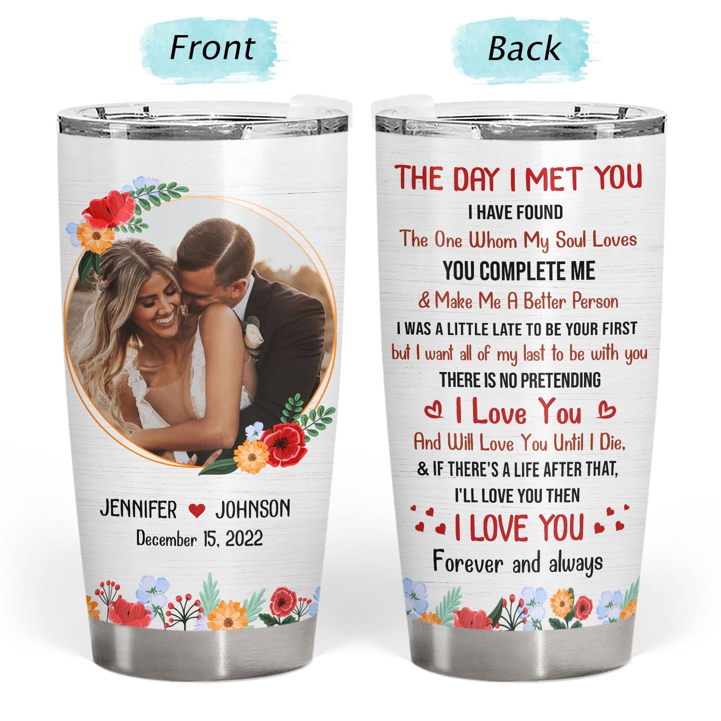 Custom Photo The Day I Met You Husband Wife - Couple Gift - Personalized Custom Tumbler