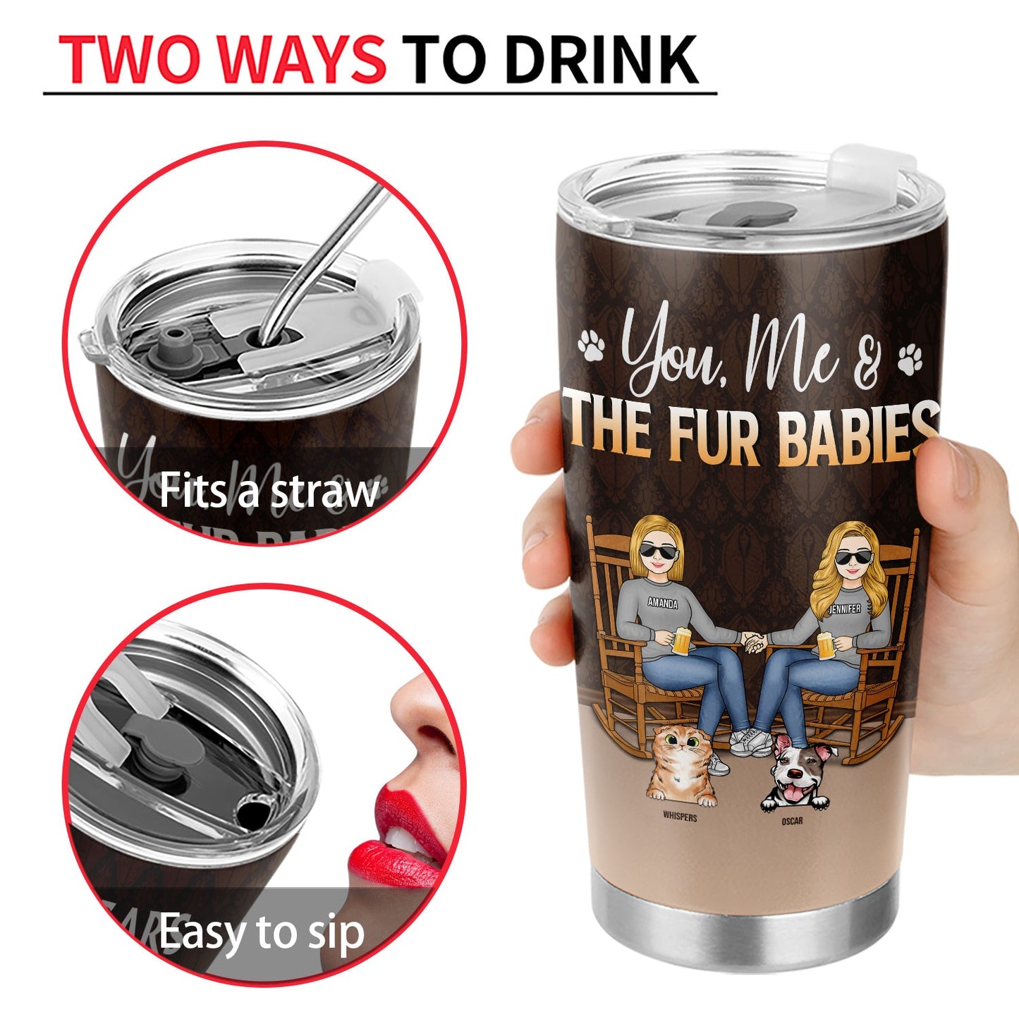 Couple Filled With Love Happiness And Fur Hair With Dog Cat - Couple Gift For Dog & Cat Lovers - Personalized Custom Tumbler