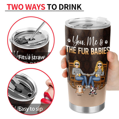 Couple Filled With Love Happiness And Fur Hair With Dog Cat - Couple Gift For Dog & Cat Lovers - Personalized Custom Tumbler