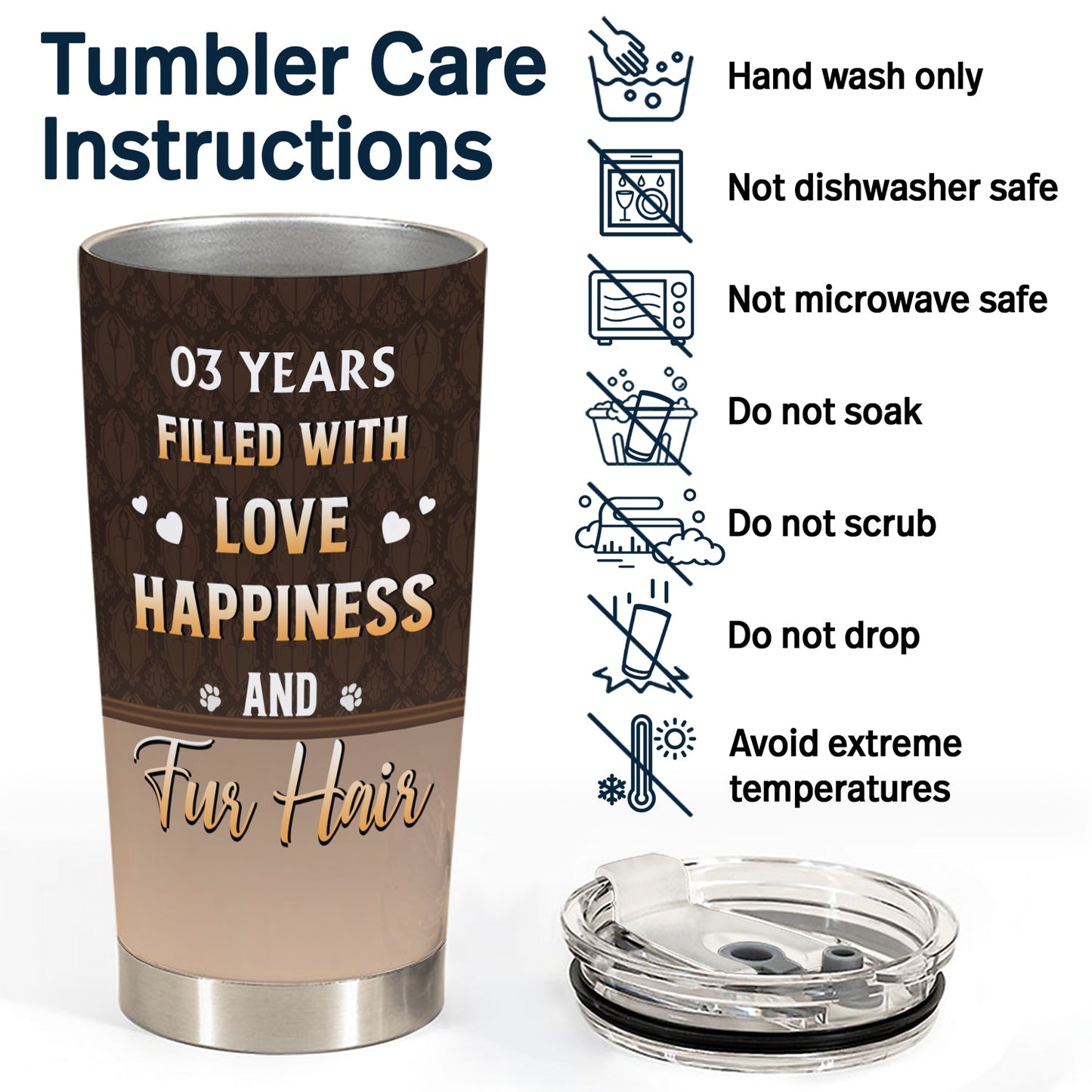 Couple Filled With Love Happiness And Fur Hair With Dog Cat - Couple Gift For Dog & Cat Lovers - Personalized Custom Tumbler