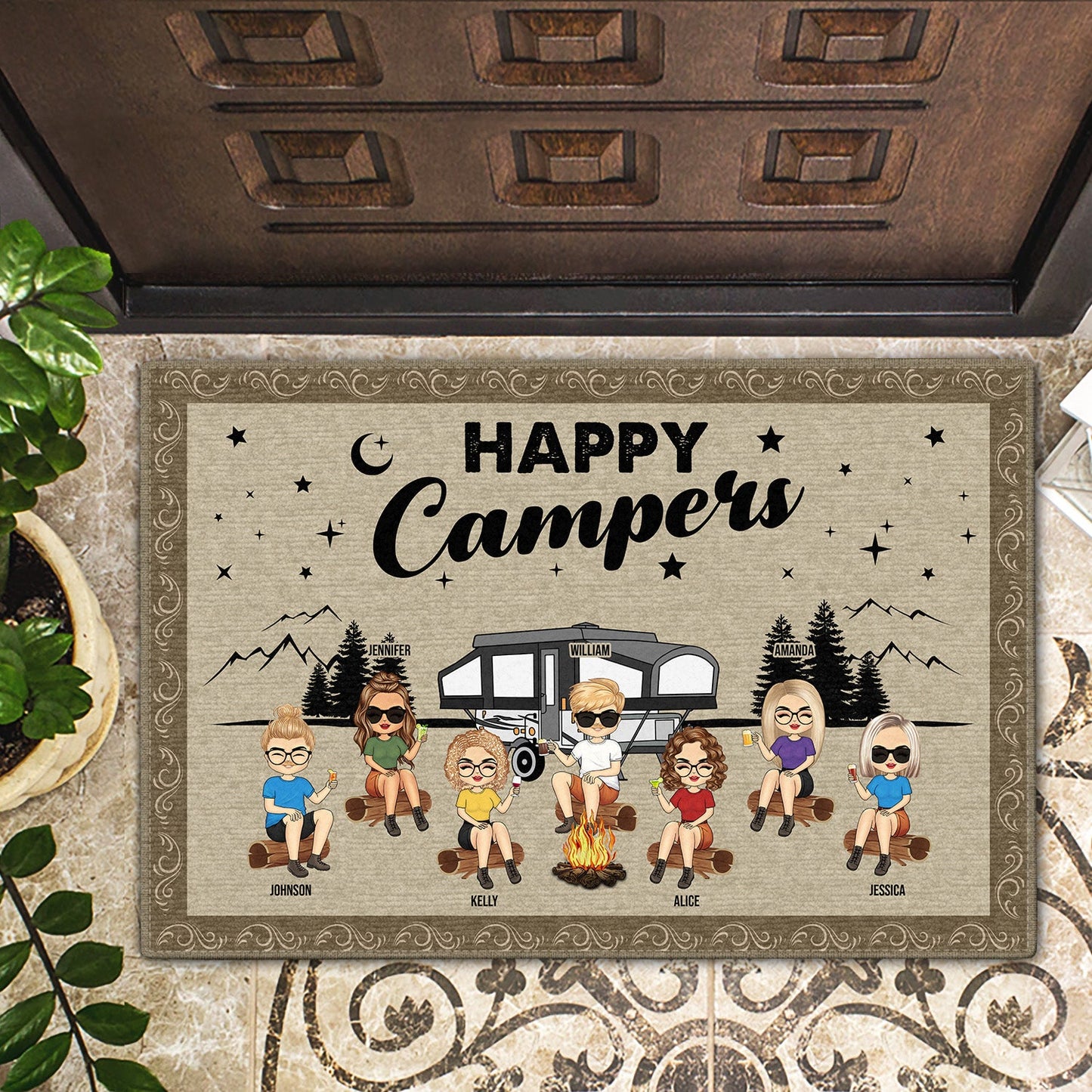 Best Friends Making Memories One Campsite At A Time - Camping Gift For Family, BFF Besties & Siblings - Personalized Custom Doormat