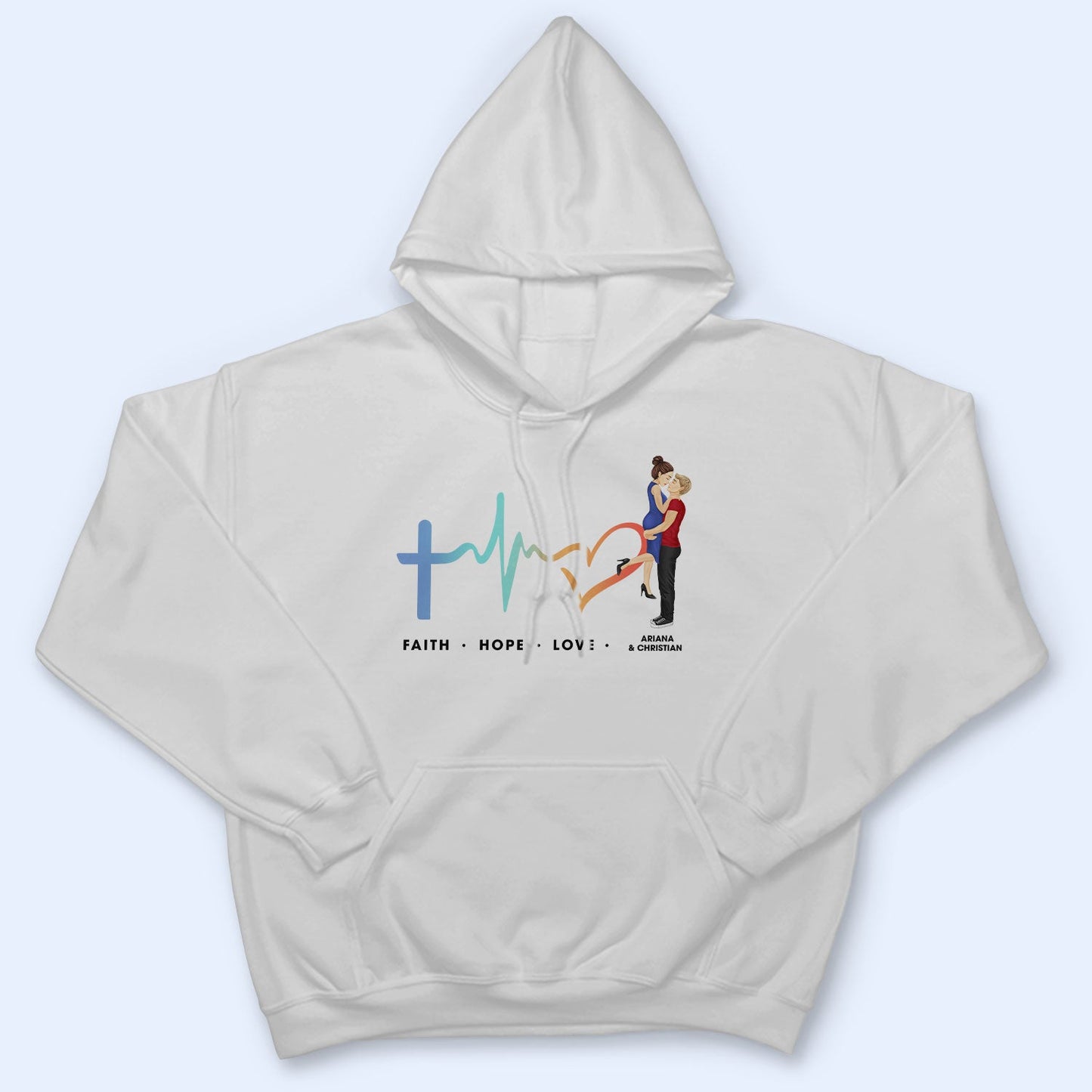 Family Couple Faith Hope Love - Anniversary, Birthday Gift For Spouse, Lover, Husband, Wife, Boyfriend, Girlfriend, Married Couples - Personalized Custom T Shirt