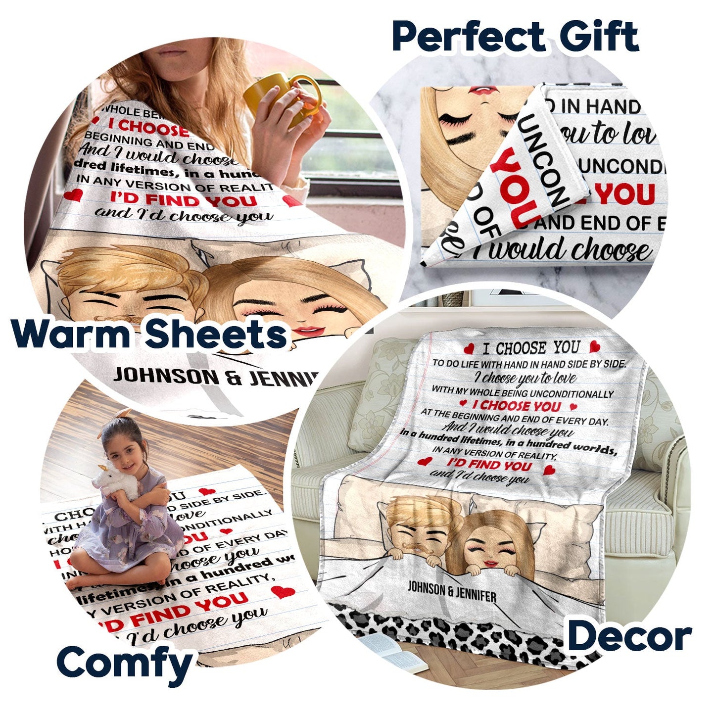 The Day I Met You Chibi Couple - Gift For Couples - Personalized Custom Fleece Blanket