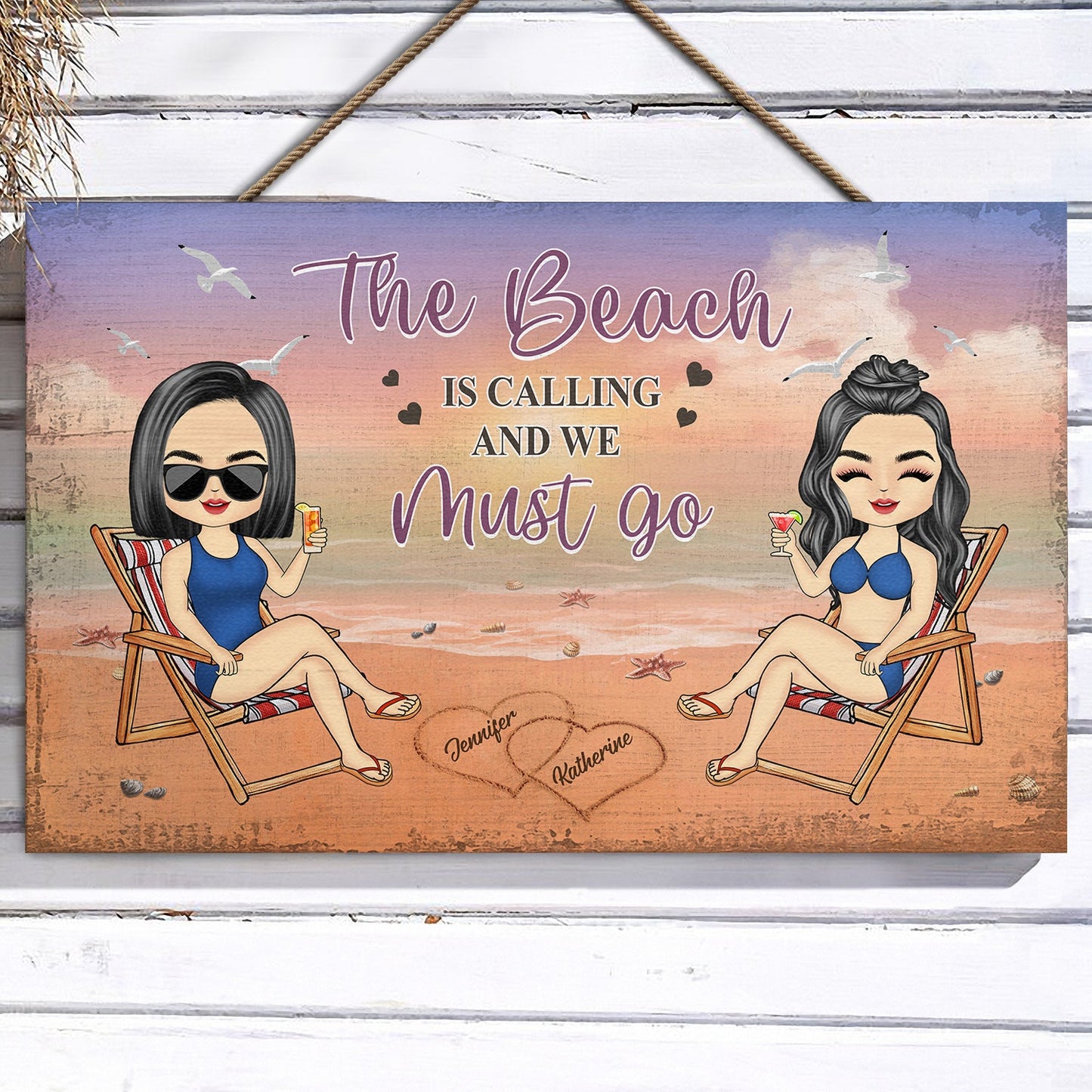 I Love You To The Beach And Back - Anniversary, Birthday Gift For Spouse, Lover, Husband, Wife, Boyfriend, Girlfriend, Summer Travel Couple - Personalized Custom Wood Rectangle Sign