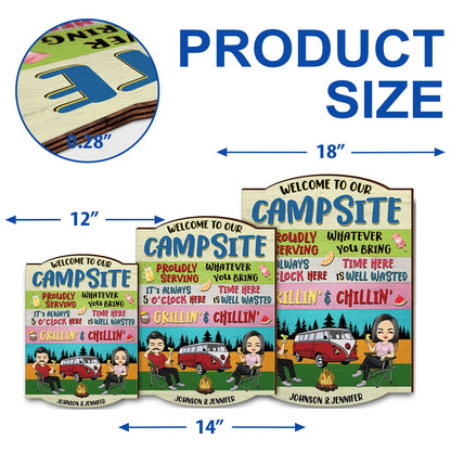 Proudly Serving Whatever You Bring - Gift For Camping Lover - Personalized Custom Shaped Wood Sign