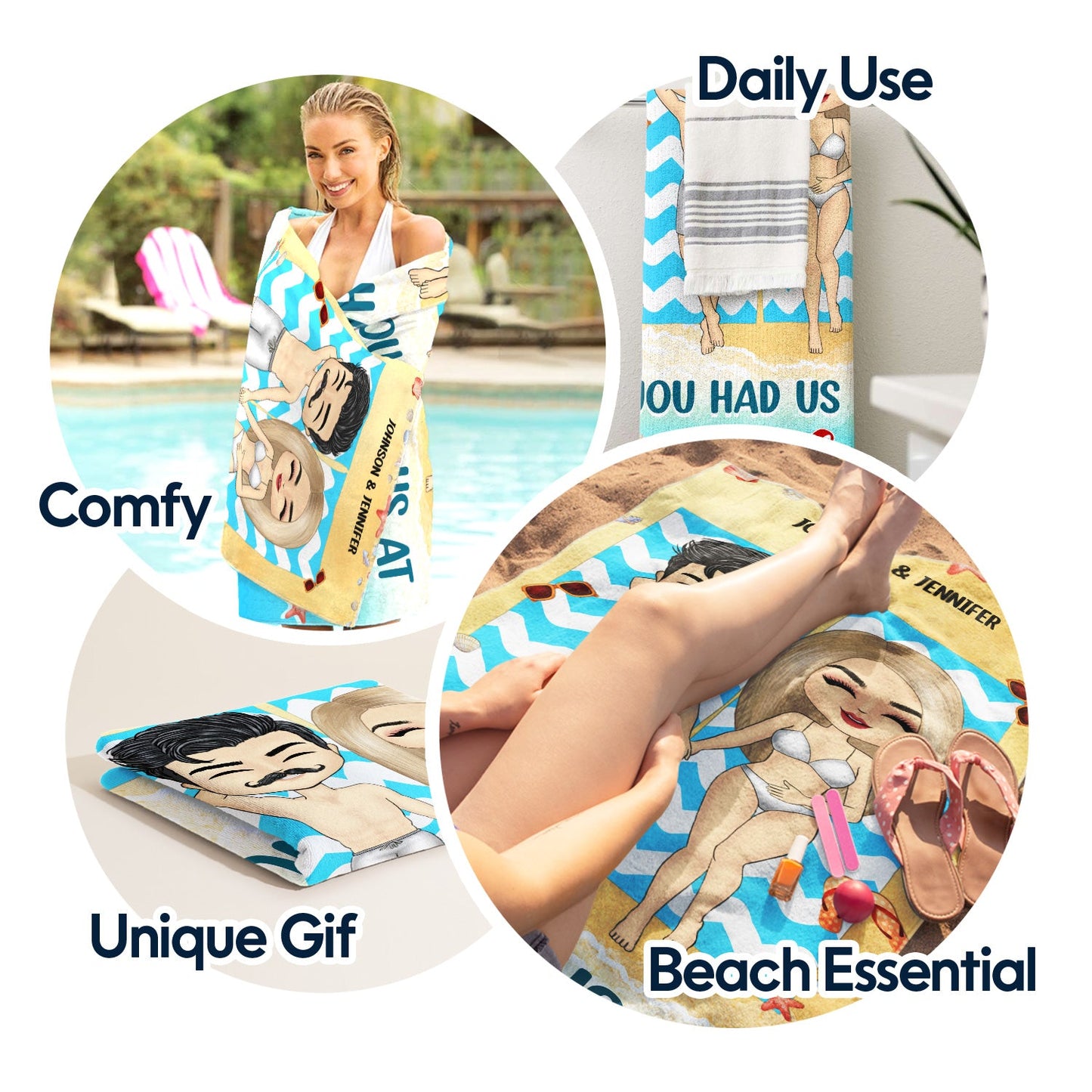 I Love You The Beach And Back - Gift For Couples - Personalized Custom Beach Towel