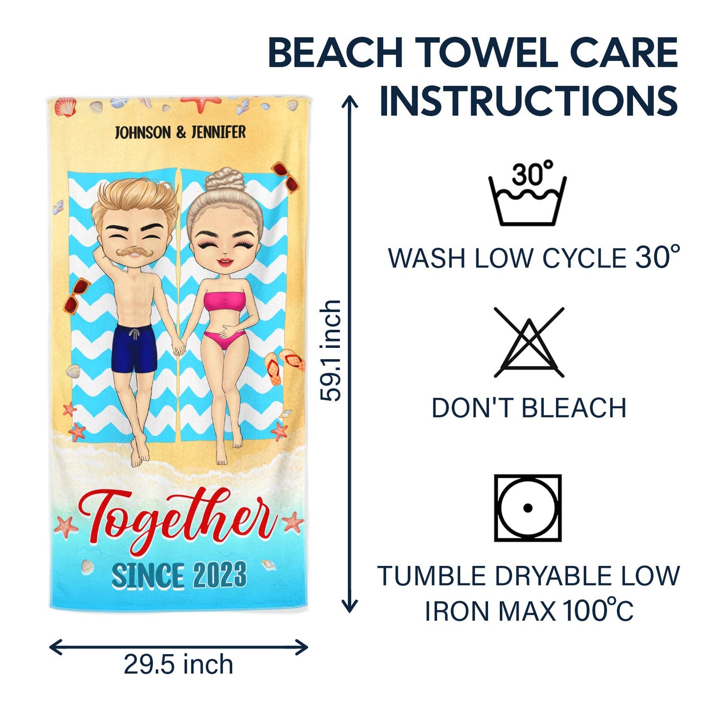 I Love You The Beach And Back - Gift For Couples - Personalized Custom Beach Towel