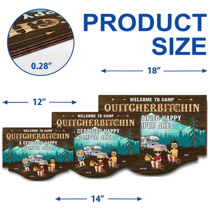 A Certified Happy Camper Area - Gift For Camping Lover - Personalized Custom Shaped Wood Sign