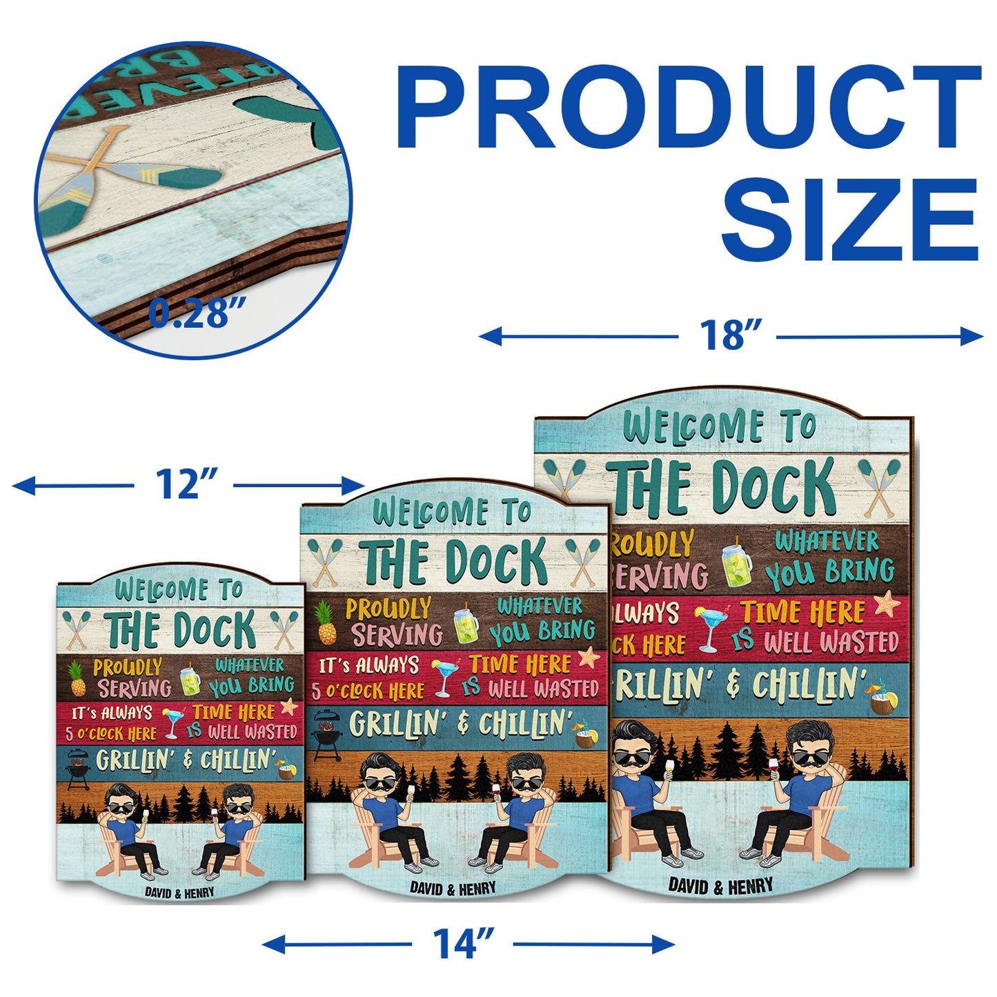 Proudly Serving Time Here Is Well Wasted - Lake House, Pool House Decor - Personalized Custom Shaped Wood Sign