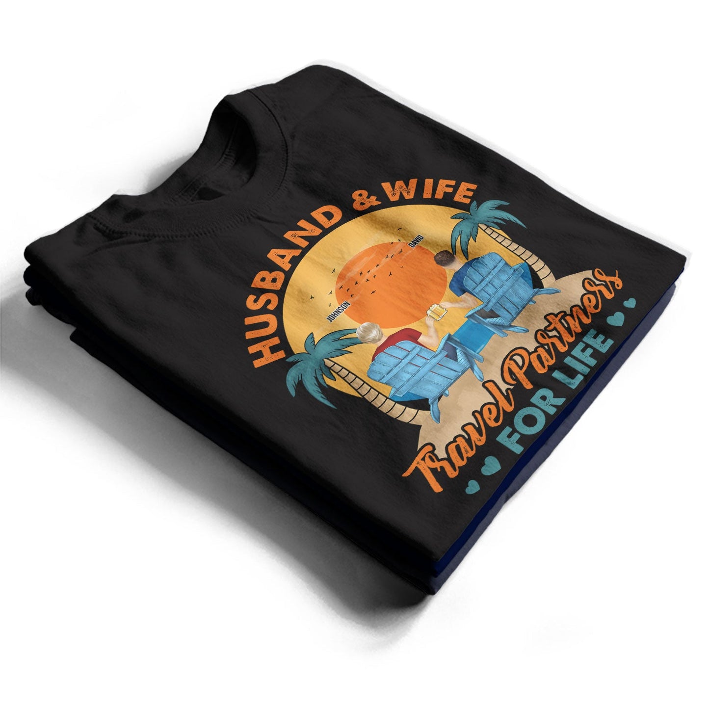 Traveling Partners For Life - Beach Travel Couple Gift - Personalized Custom T Shirt