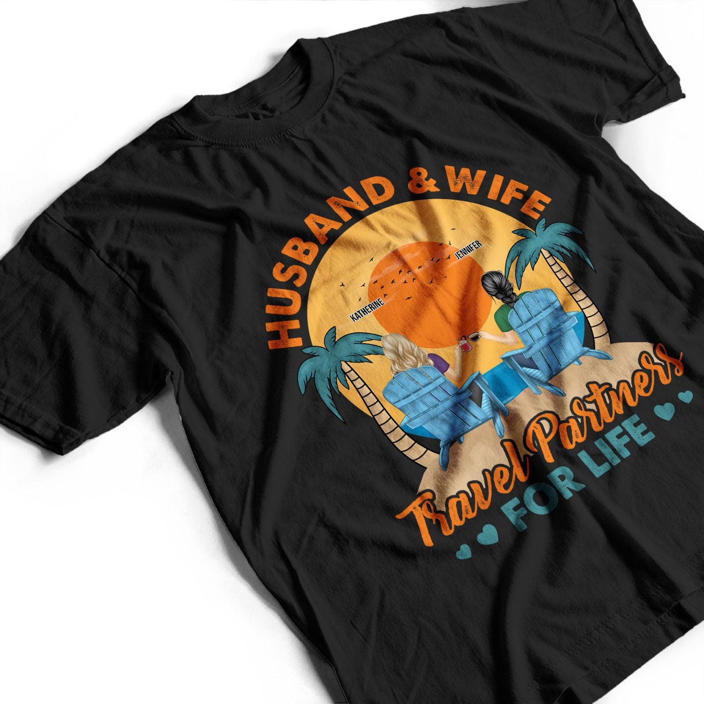 Traveling Partners For Life - Beach Travel Couple Gift - Personalized Custom T Shirt