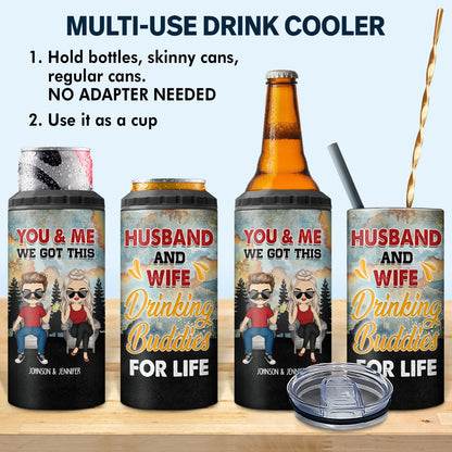 Drinking Buddie For Life - Gift For Couples - Personalized Custom 4 In 1 Can Cooler Tumbler