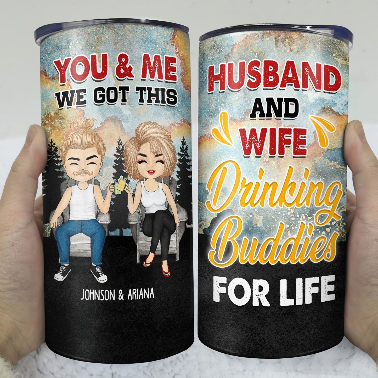 Drinking Buddie For Life - Gift For Couples - Personalized Custom 4 In 1 Can Cooler Tumbler
