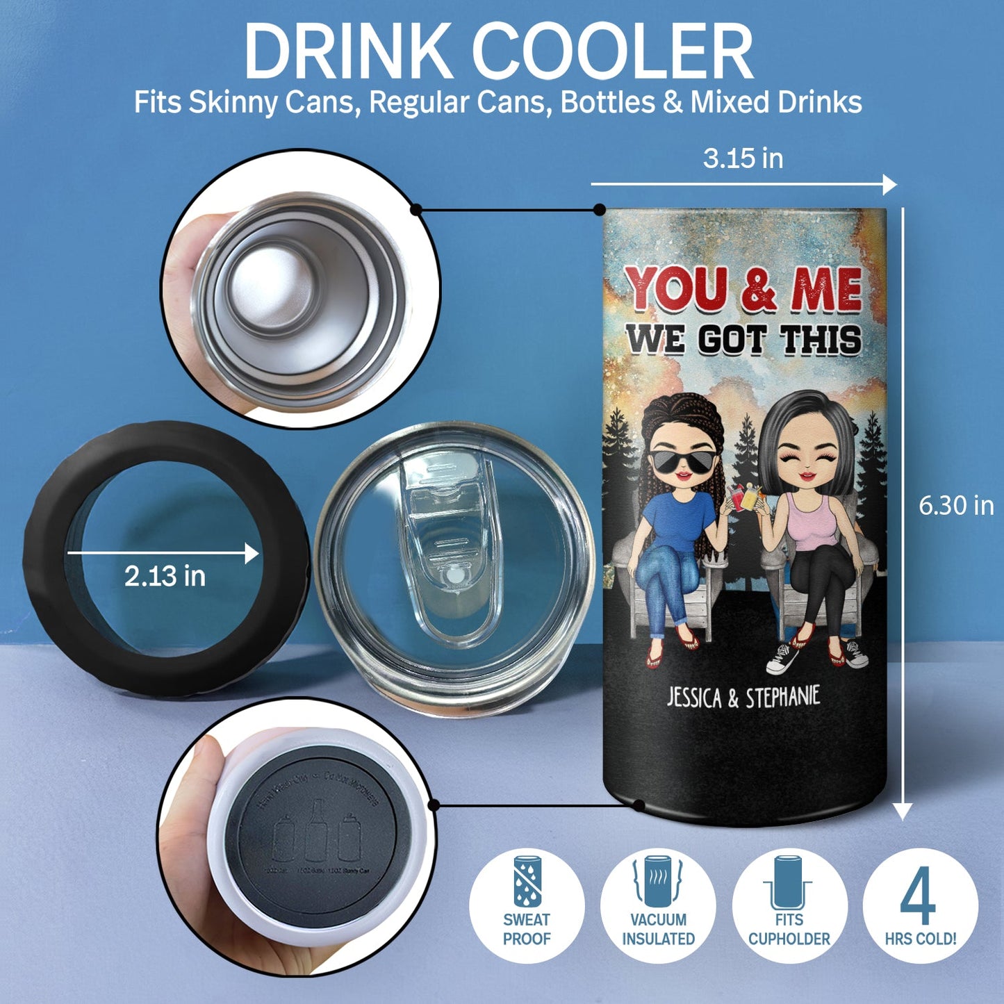 Drinking Buddie For Life - Gift For Couples - Personalized Custom 4 In 1 Can Cooler Tumbler
