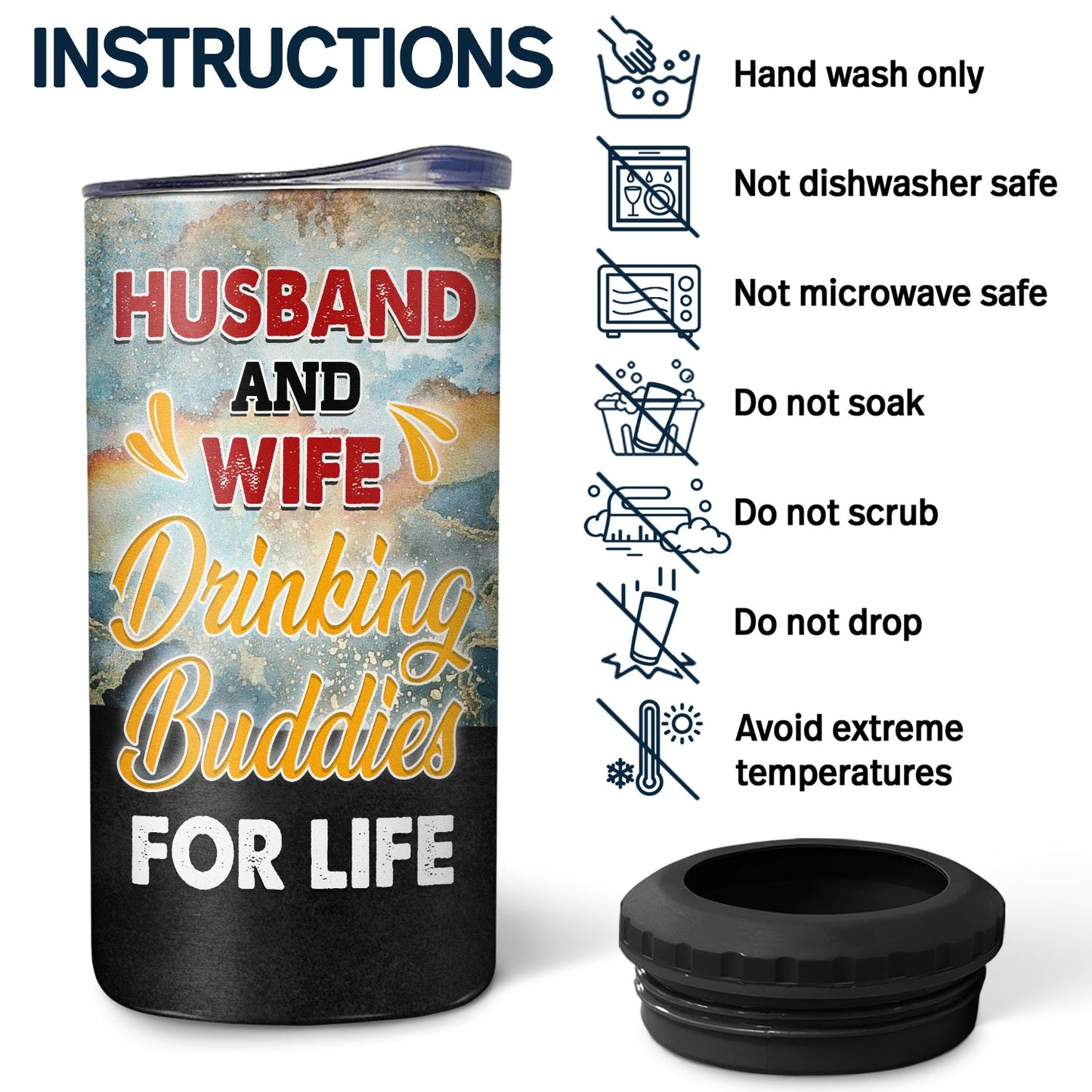 Drinking Buddie For Life - Gift For Couples - Personalized Custom 4 In 1 Can Cooler Tumbler