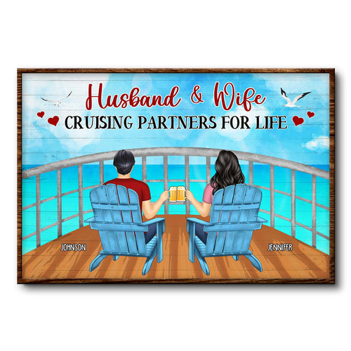 Husband & Wife Cruising Partners For Life - Gift For Couples - Personalized Custom Poster
