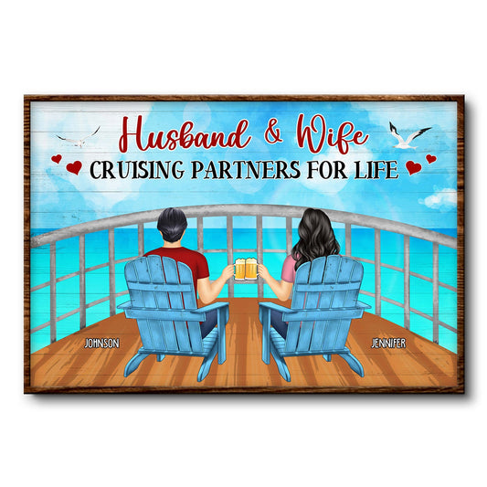 Husband & Wife Cruising Partners For Life - Gift For Couples - Personalized Custom Poster