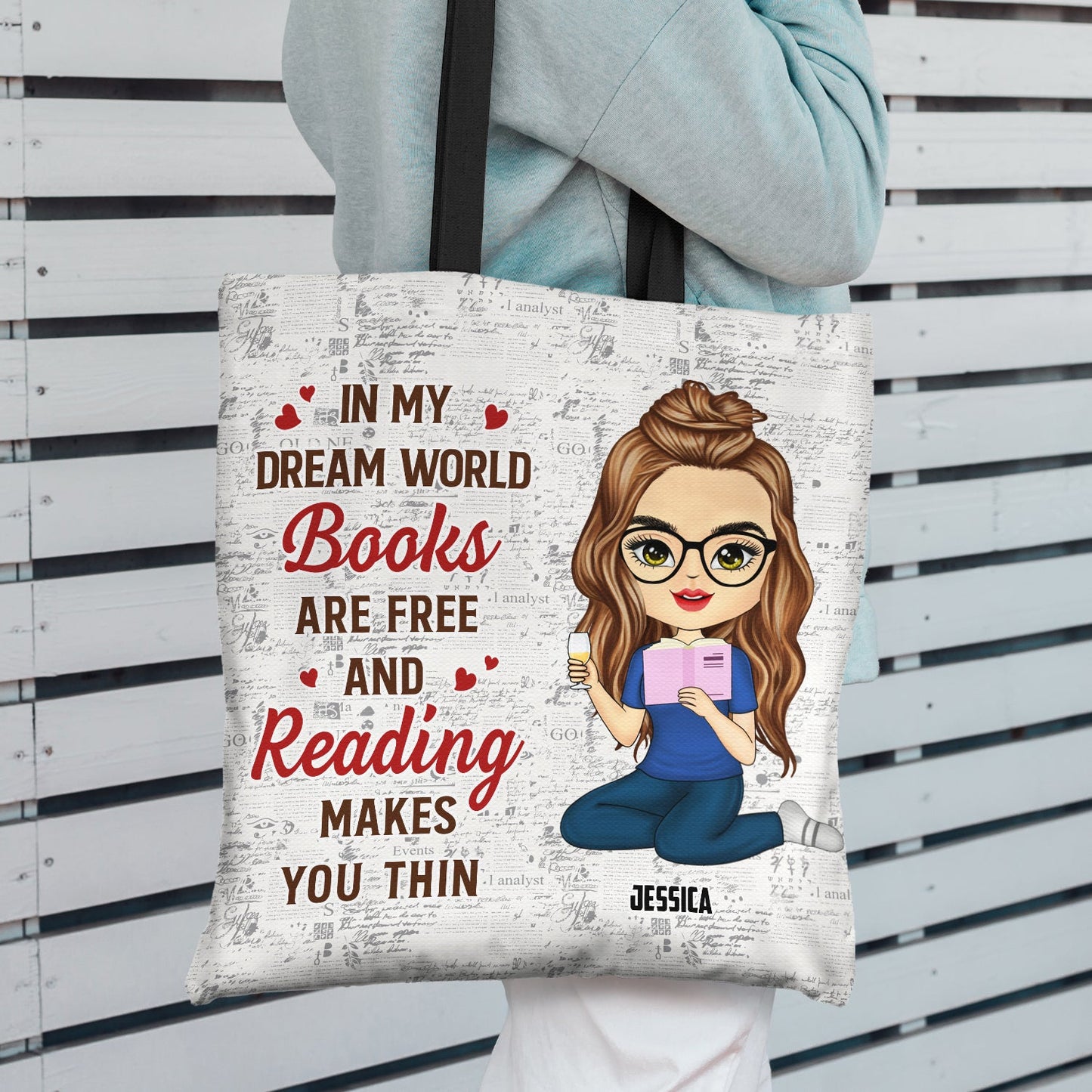 Girl Who Loves Books - Gift For Reading Lovers - Personalized Custom Zippered Canvas Bag