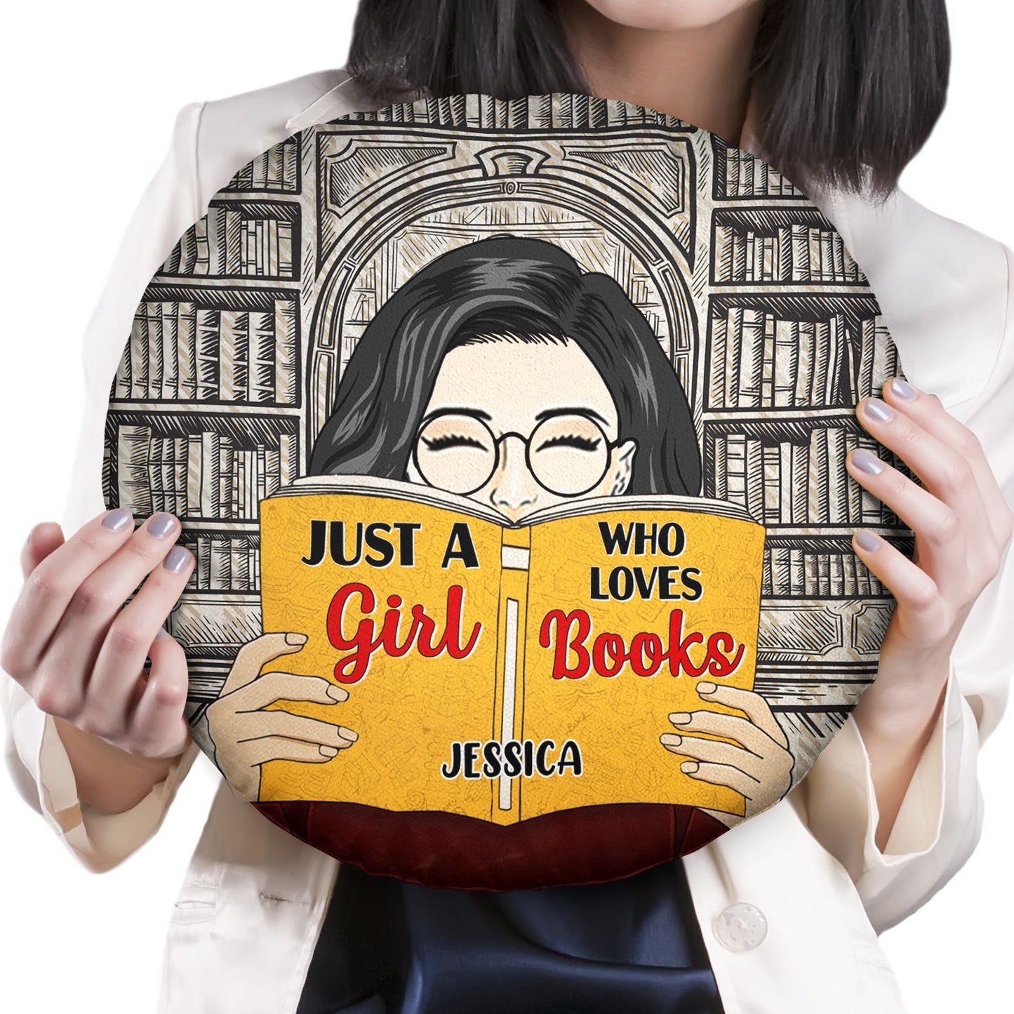 Just A Girl Who Love Books - Gift For Reading Lovers - Personalized Custom Round Pillow