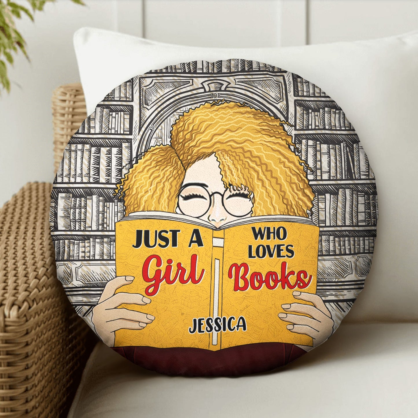 Just A Girl Who Love Books - Gift For Reading Lovers - Personalized Custom Round Pillow