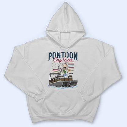 Pontoon Captain Stars & Stripes - Gift For Pontoon Owners - Personalized Custom T Shirt