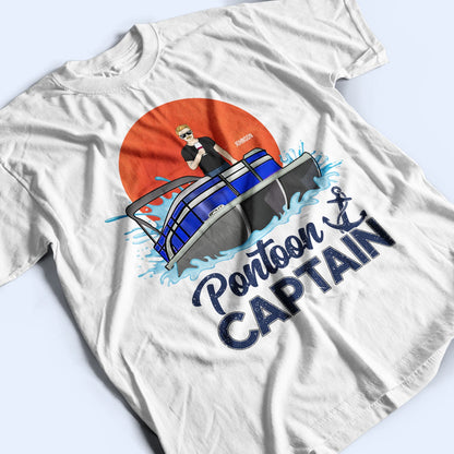 Pontoon Captain Family Retro Sun - Birthday, Traveling, Cruising Gift For Lake Beach Lovers, Travelers - Personalized T Shirt