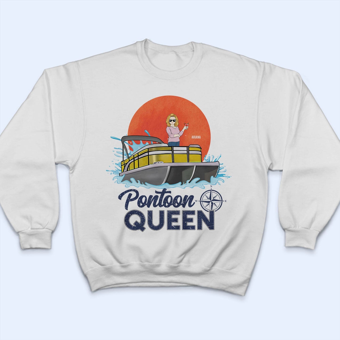 Pontoon Captain Family Retro Sun - Birthday, Traveling, Cruising Gift For Lake Beach Lovers, Travelers - Personalized T Shirt