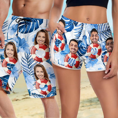 Custom Photo Cruise Ship - Gift For Traveling Lovers, Cruising Lovers - Personalized Couple Beach Shorts