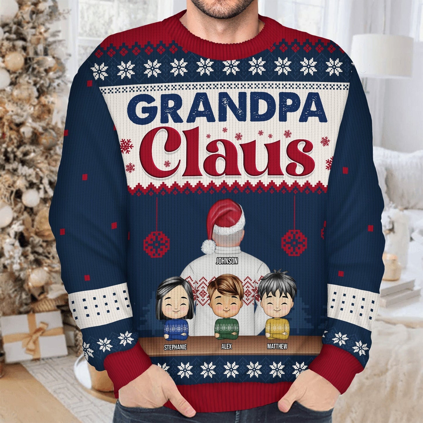 Grandpa Claus - Christmas Gift For Grandpa, Dad - Personalized Unisex Ugly Sweater