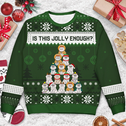 Meowy Catmas Christmas Tree Cartoon Style - Gift For Cat Lovers - Personalized Unisex Ugly Sweater