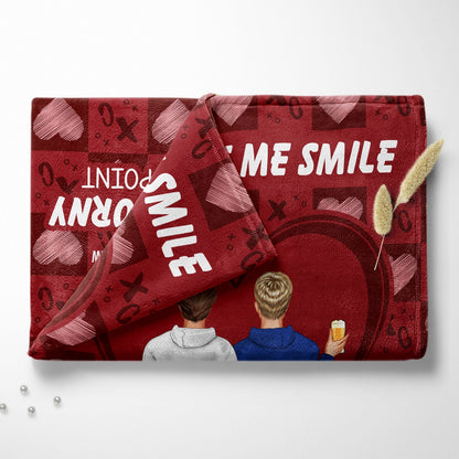 You Make Me Smile And Also - Gift For Couples - Personalized Fleece Blanket