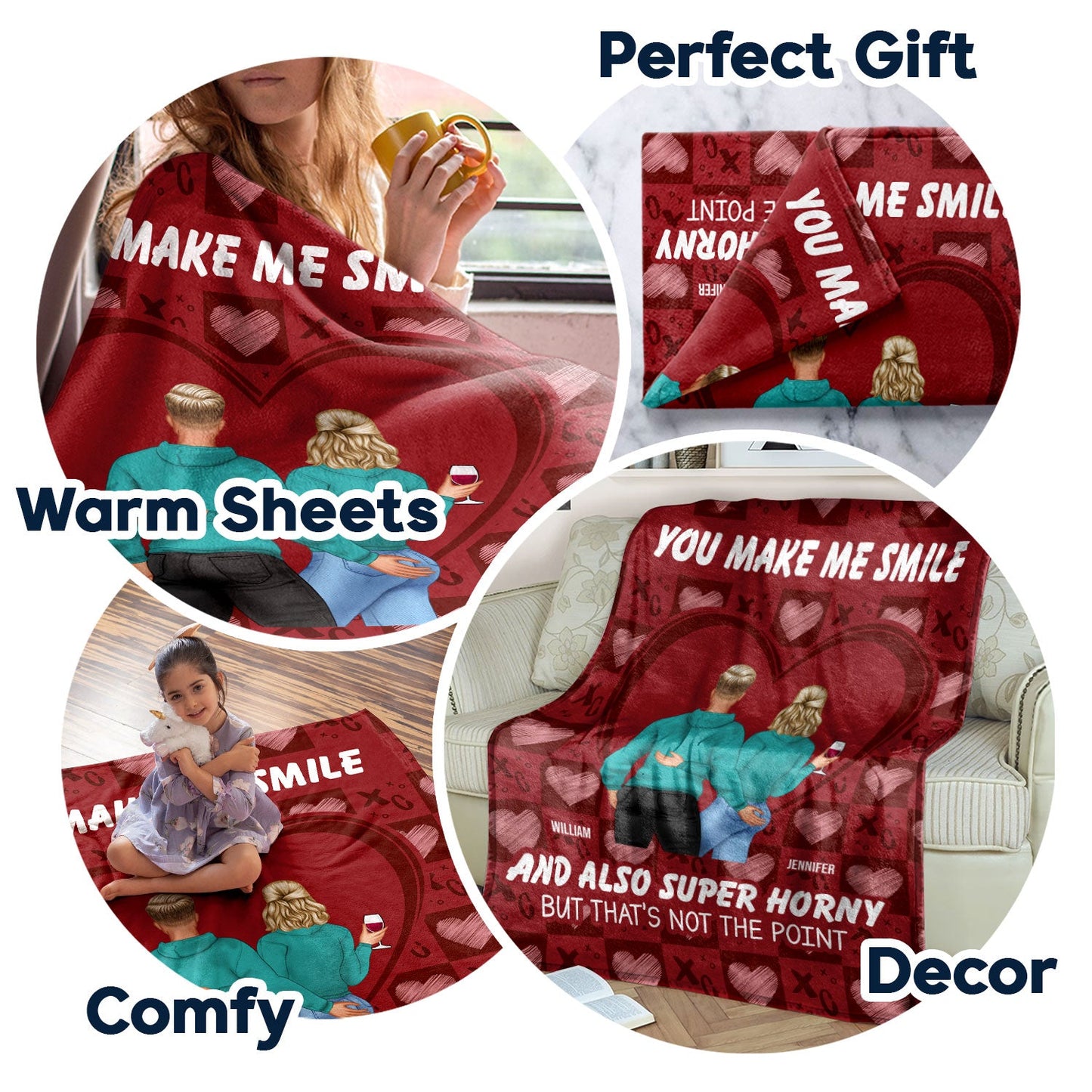 You Make Me Smile And Also - Gift For Couples - Personalized Fleece Blanket