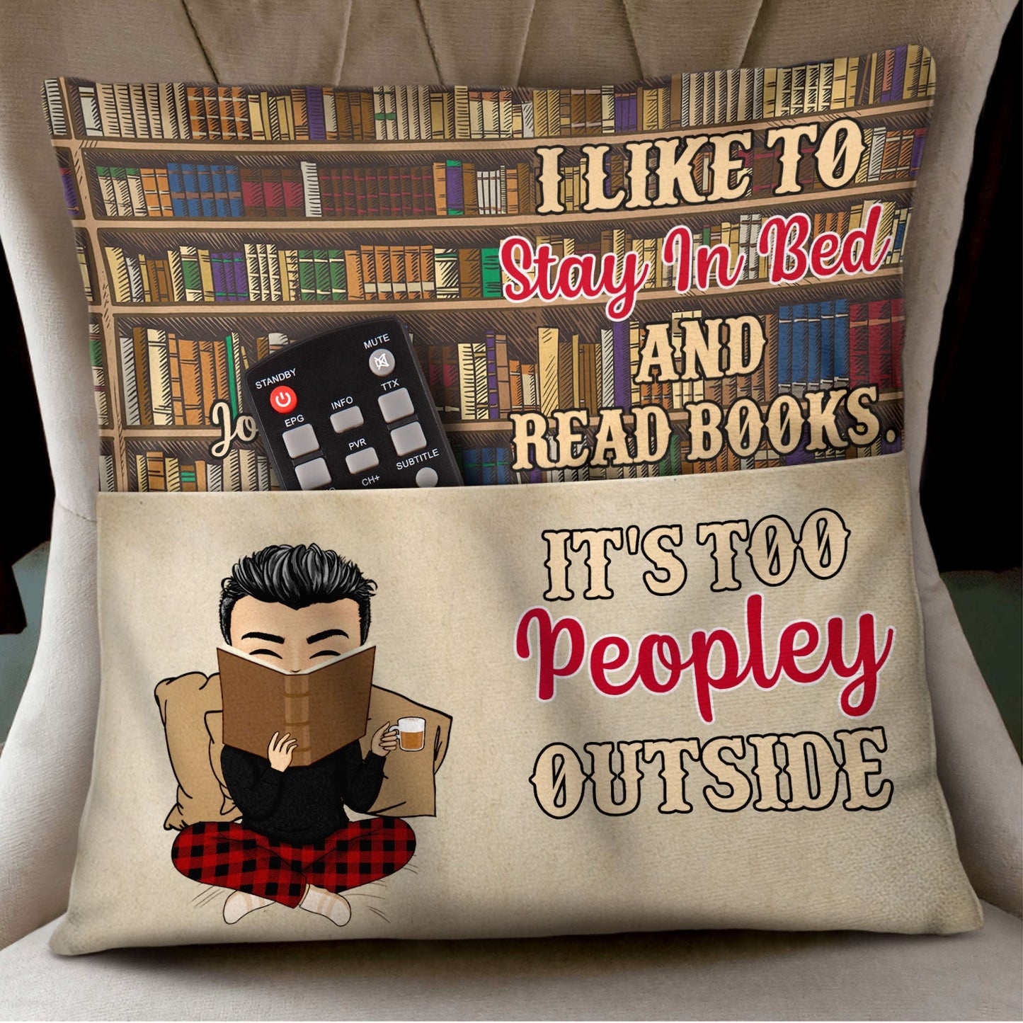 Reading Just A Girl Boy Who Loves Books - Gift For Book Lovers - Personalized Pocket Pillow